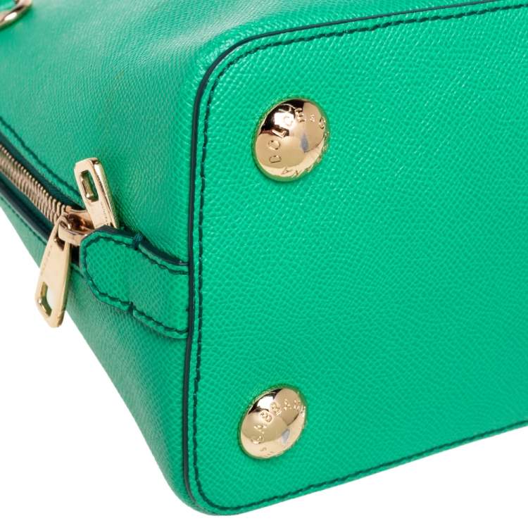 Pre Owned Dolce & Gabbana Green Leather Small Megan Dome Satchel