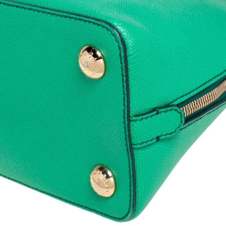 Pre Owned Dolce & Gabbana Green Leather Small Megan Dome Satchel