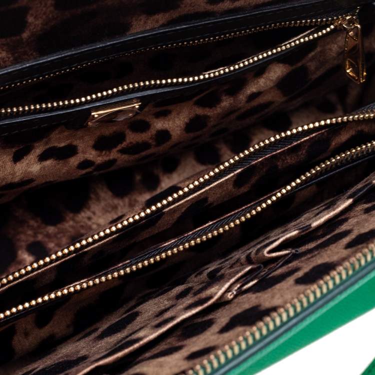 Pre Owned Dolce & Gabbana Green Leather Small Megan Dome Satchel