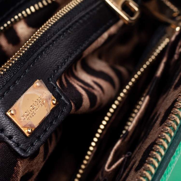 Pre Owned Dolce & Gabbana Green Leather Small Megan Dome Satchel