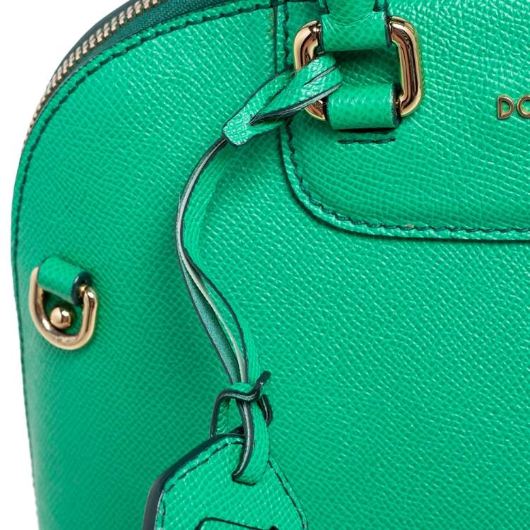 Pre Owned Dolce & Gabbana Green Leather Small Megan Dome Satchel