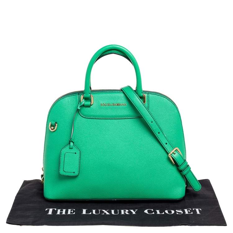 Pre Owned Dolce & Gabbana Green Leather Small Megan Dome Satchel