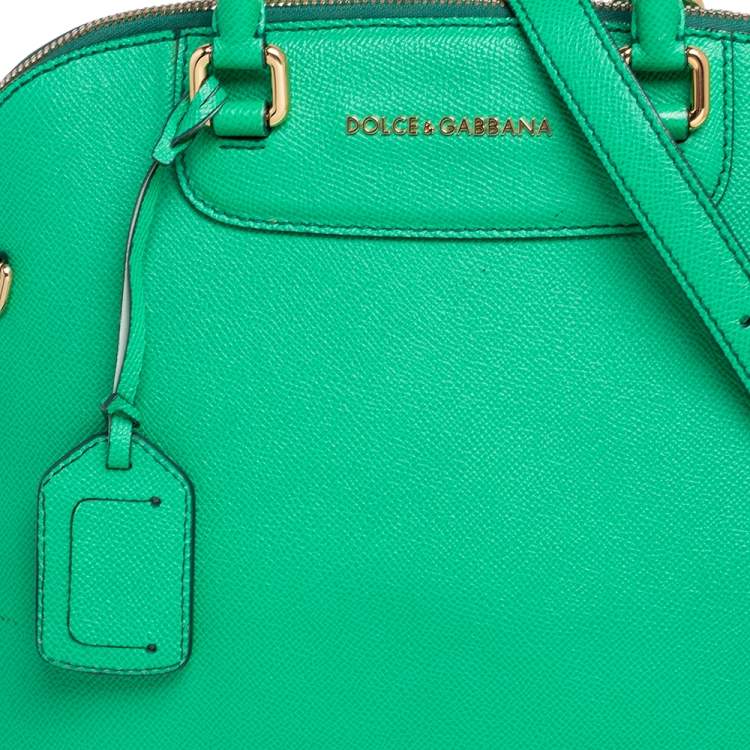 Pre Owned Dolce & Gabbana Green Leather Small Megan Dome Satchel