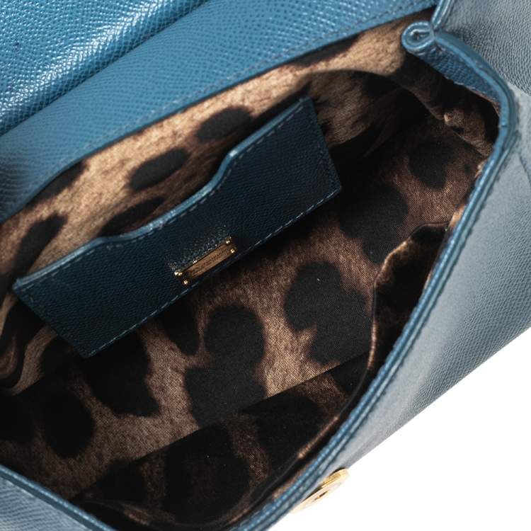 Pre Owned Dolce & Gabbana Blue Leather Small Miss Sicily Top Handle Bag