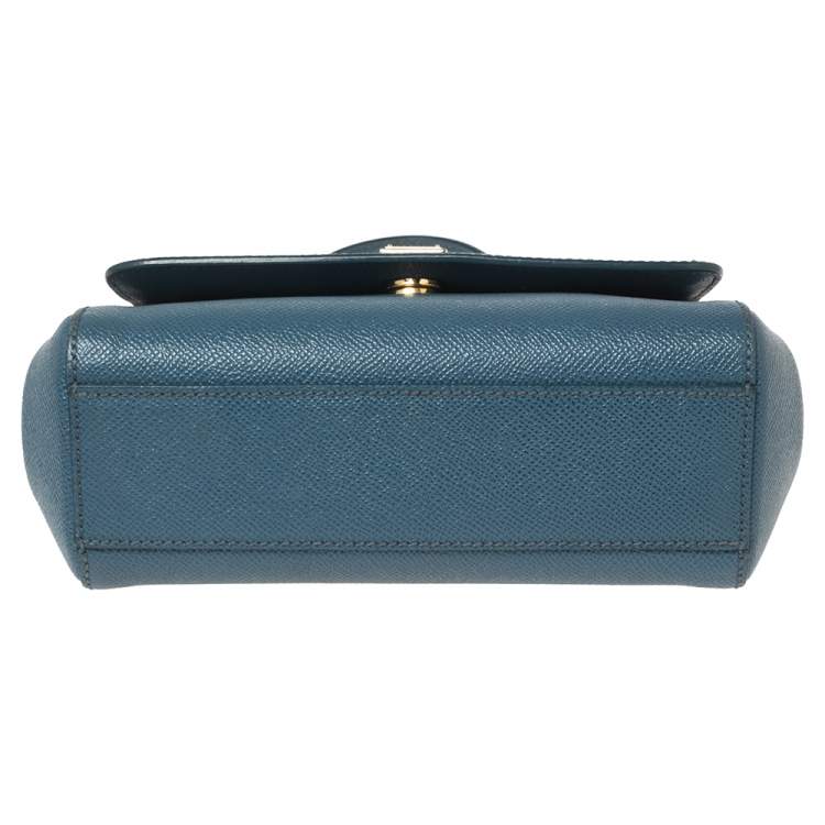 Pre Owned Dolce & Gabbana Blue Leather Small Miss Sicily Top Handle Bag