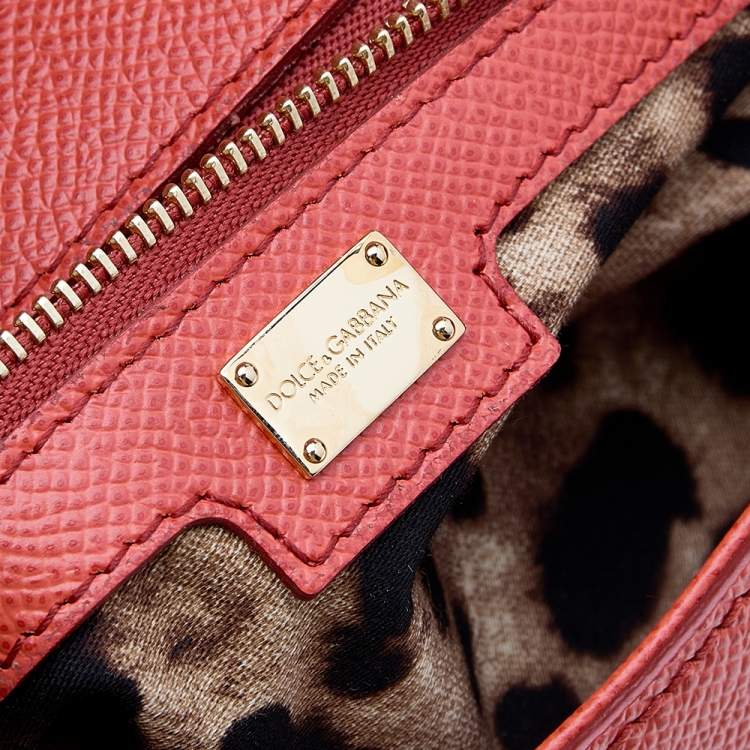 Pre Owned Dolce & Gabbana Orange Leather Medium Miss Sicily Top Handle Bag