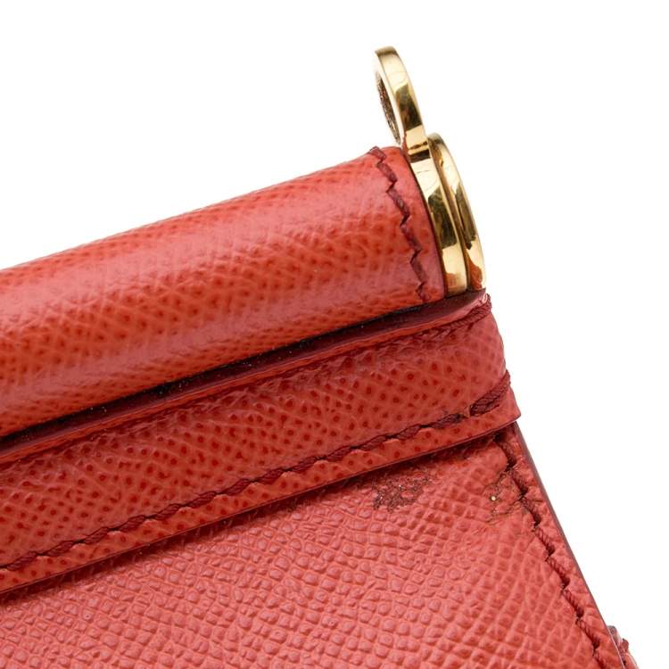Pre Owned Dolce & Gabbana Orange Leather Medium Miss Sicily Top Handle Bag