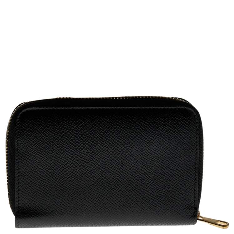 Pre Owned Dolce & Gabbana Black Leather Zip Around Wallet