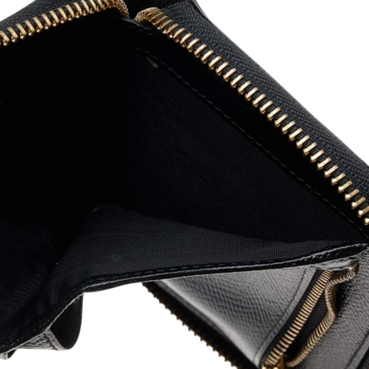 Pre Owned Dolce & Gabbana Black Leather Zip Around Wallet