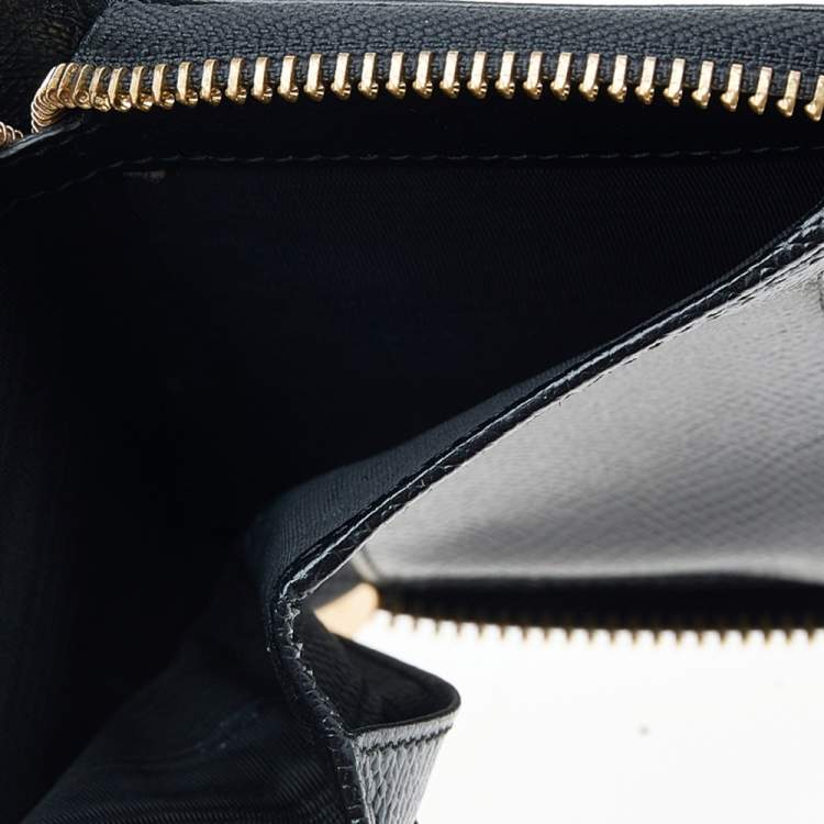 Pre Owned Dolce & Gabbana Black Leather Zip Around Wallet