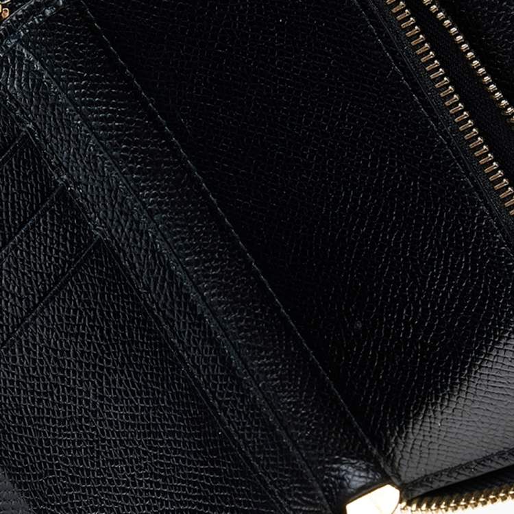 Pre Owned Dolce & Gabbana Black Leather Zip Around Wallet