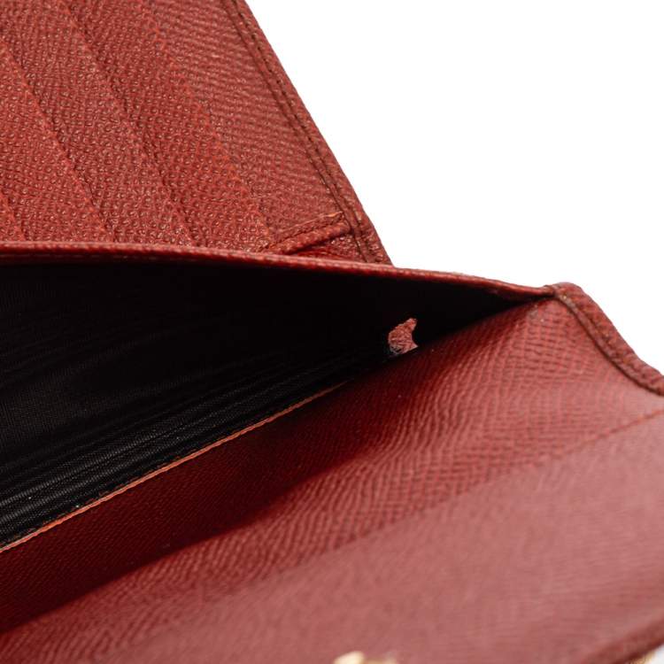 Pre Owned Dolce & Gabbana Brick Red Dauphine Leather Sicily Von Wallet on Chain