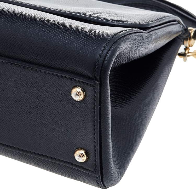 Pre Owned Dolce & Gabbana Black Leather Medium Miss Sicily Top Handle Bag
