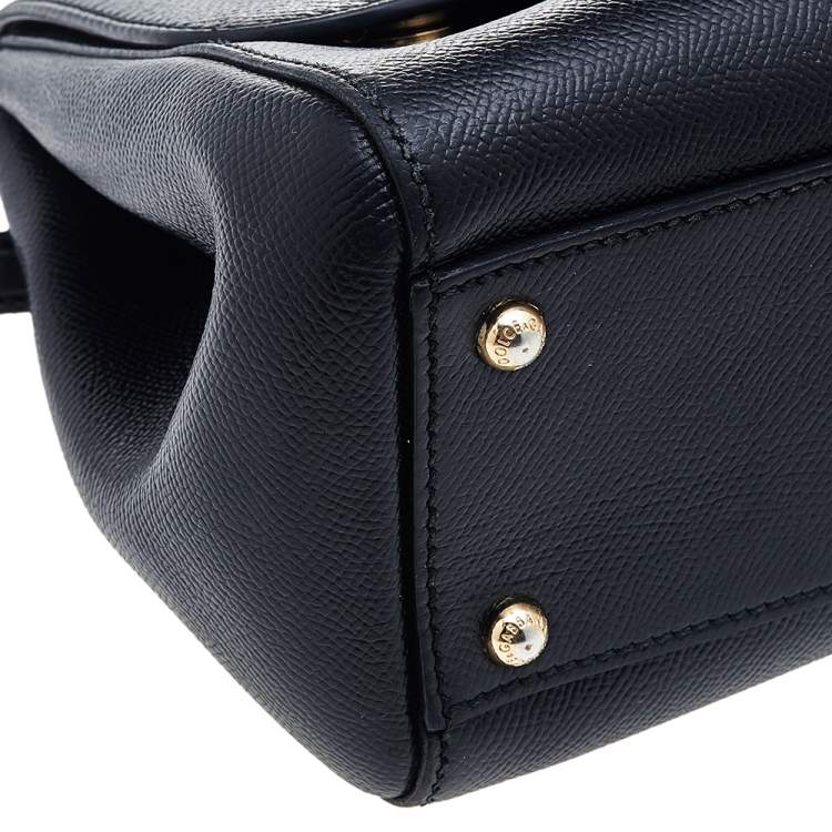 Pre Owned Dolce & Gabbana Black Leather Medium Miss Sicily Top Handle Bag
