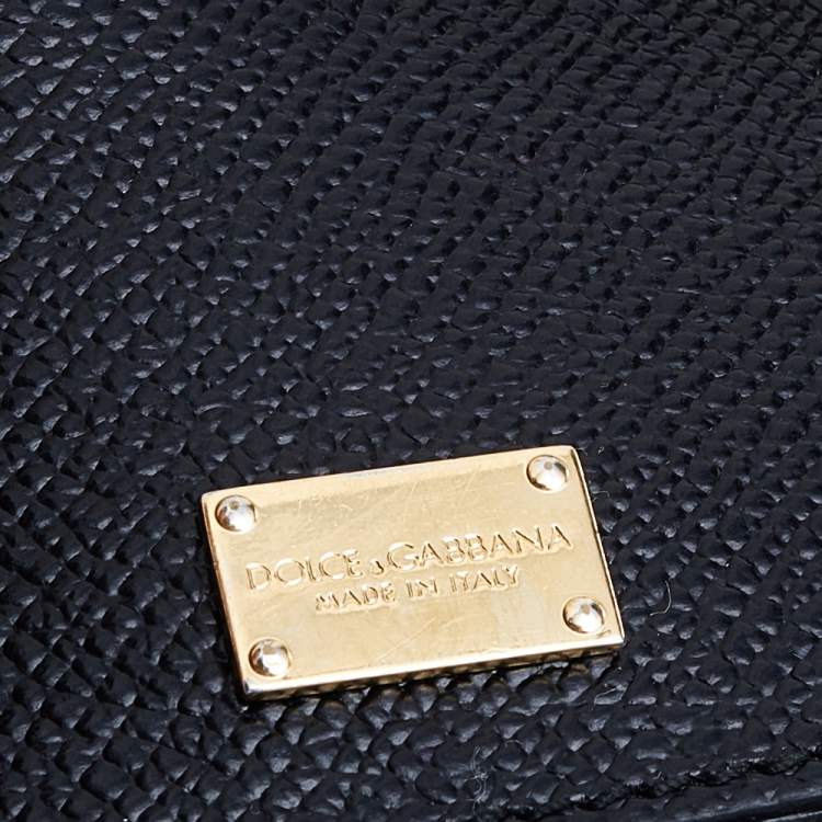 Pre Owned Dolce & Gabbana Black Leather Medium Miss Sicily Top Handle Bag
