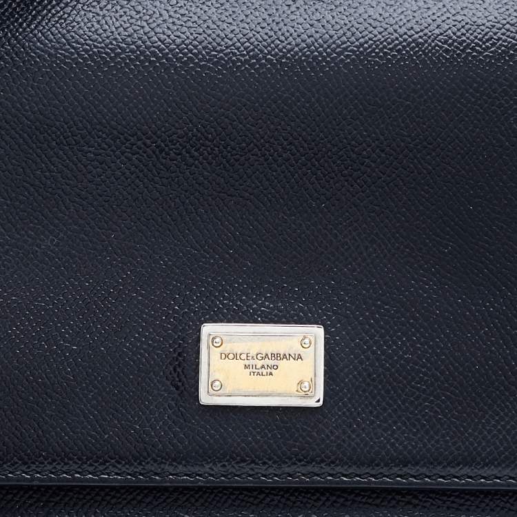 Pre Owned Dolce & Gabbana Black Leather Medium Miss Sicily Top Handle Bag