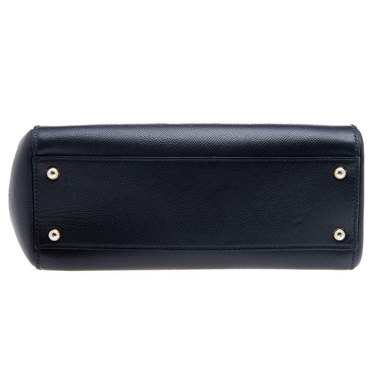Pre Owned Dolce & Gabbana Black Leather Medium Miss Sicily Top Handle Bag