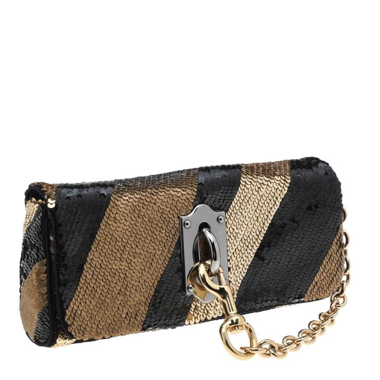 Pre Owned Dolce & Gabbana Black/Gold Sequin Clutch