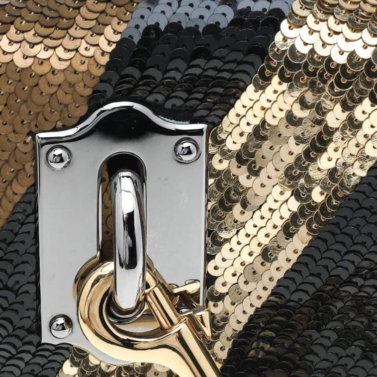 Pre Owned Dolce & Gabbana Black/Gold Sequin Clutch