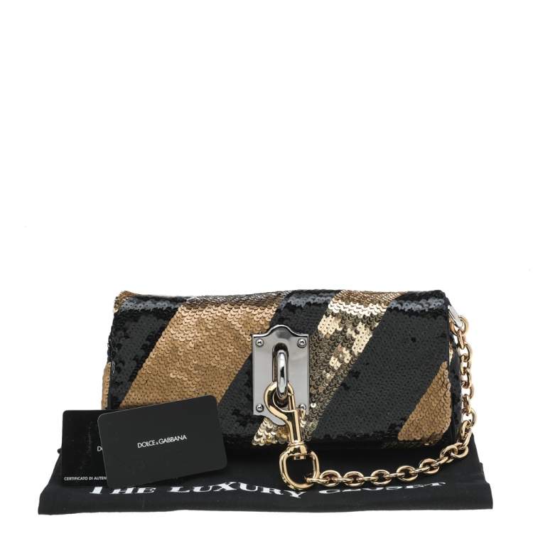 Pre Owned Dolce & Gabbana Black/Gold Sequin Clutch