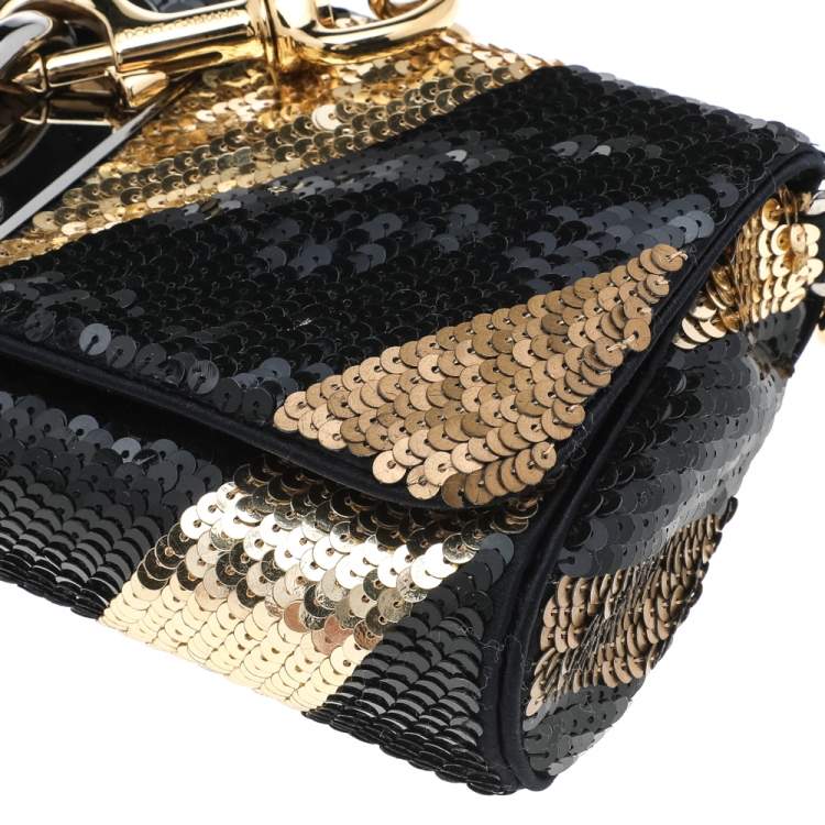 Pre Owned Dolce & Gabbana Black/Gold Sequin Clutch