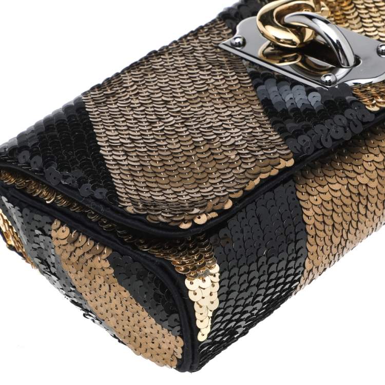 Pre Owned Dolce & Gabbana Black/Gold Sequin Clutch