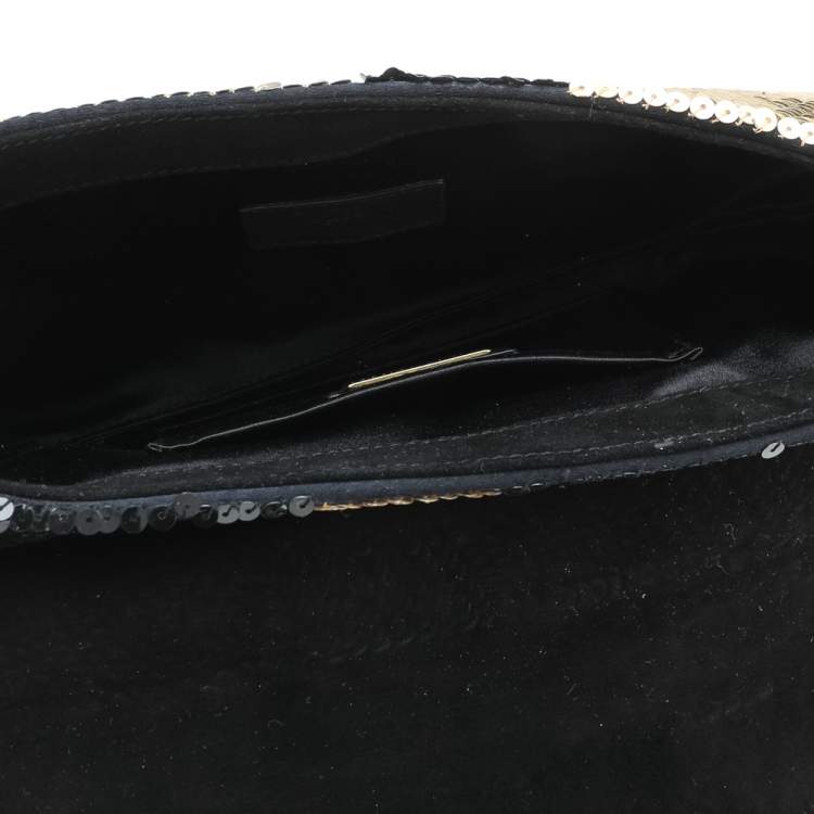Pre Owned Dolce & Gabbana Black/Gold Sequin Clutch