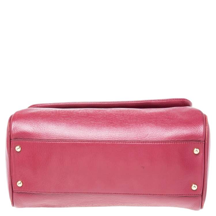 Pre Owned Dolce & Gabbana Red Leather Large Miss Sicily Top Handle Bag