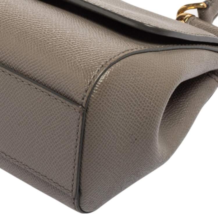 Pre Owned Dolce & Gabbana Grey Leather  Miss Sicily Top Handle Bag