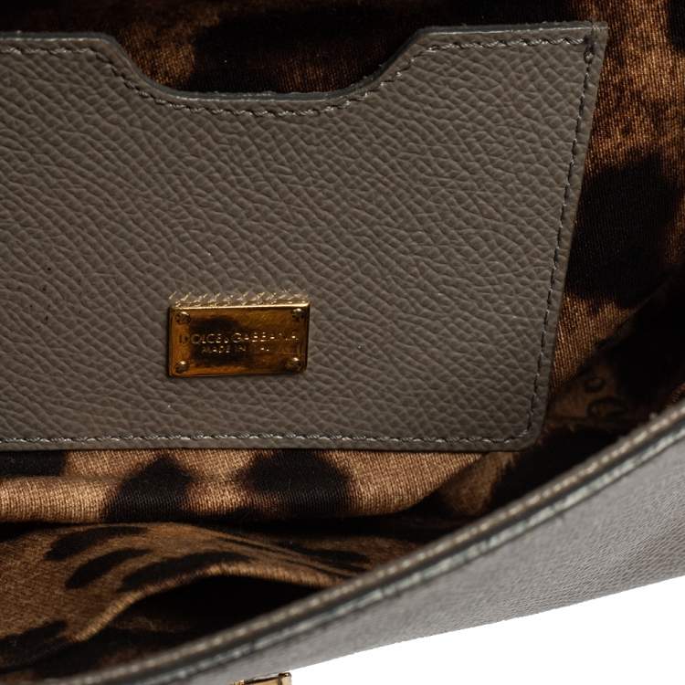 Pre Owned Dolce & Gabbana Grey Leather  Miss Sicily Top Handle Bag
