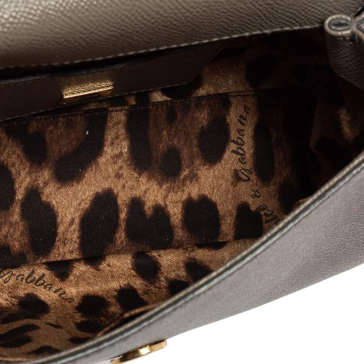 Pre Owned Dolce & Gabbana Grey Leather  Miss Sicily Top Handle Bag