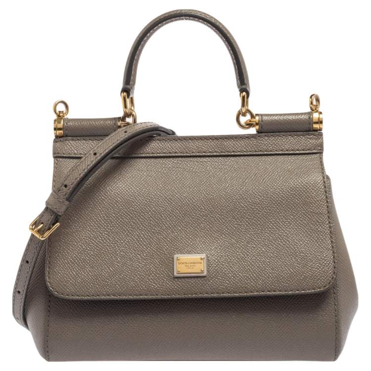 Pre Owned Dolce & Gabbana Grey Leather  Miss Sicily Top Handle Bag