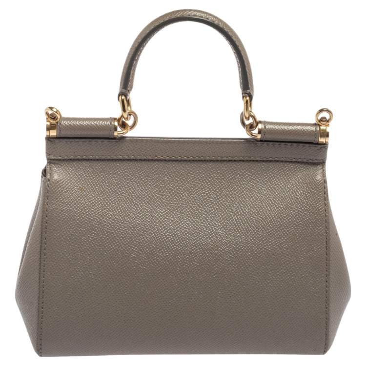 Pre Owned Dolce & Gabbana Grey Leather  Miss Sicily Top Handle Bag