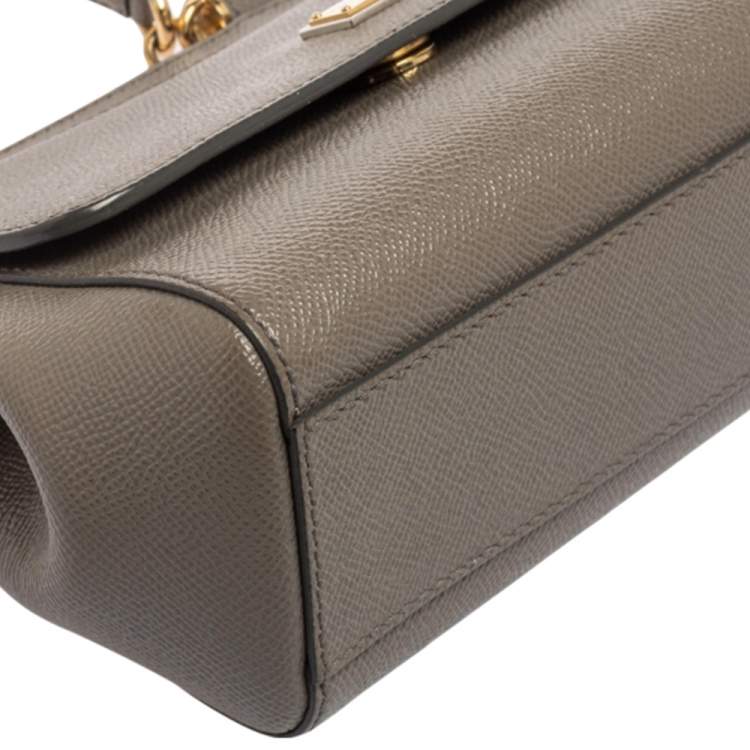 Pre Owned Dolce & Gabbana Grey Leather  Miss Sicily Top Handle Bag