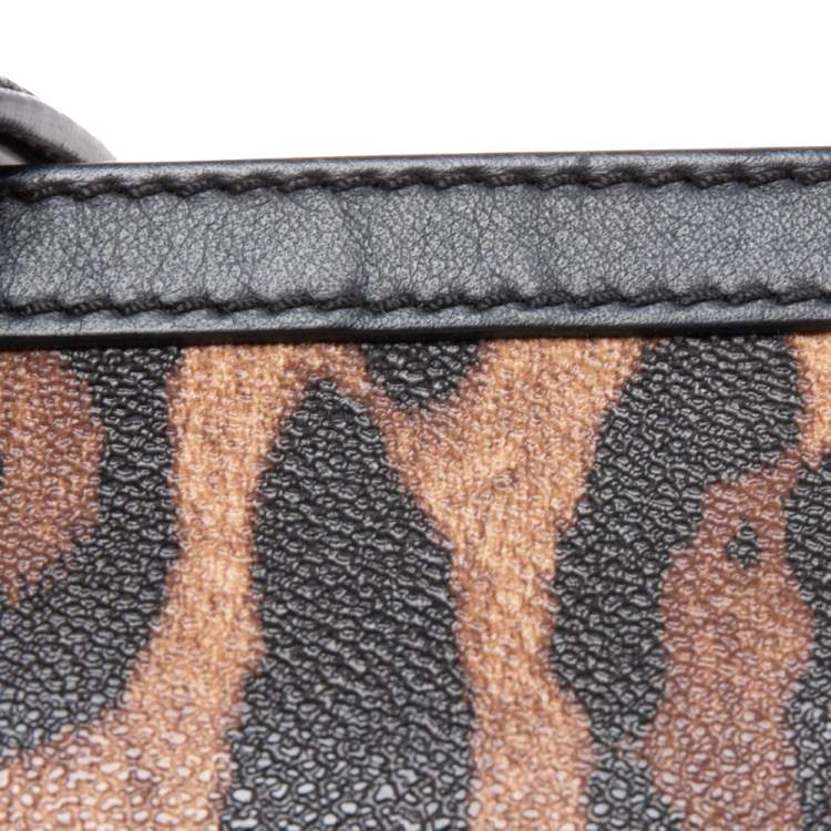 Pre Owned Dolce & Gabbana Brown Leopard Print Coated Canvas and Leather Medium Miss Sicily Top Handle Bag