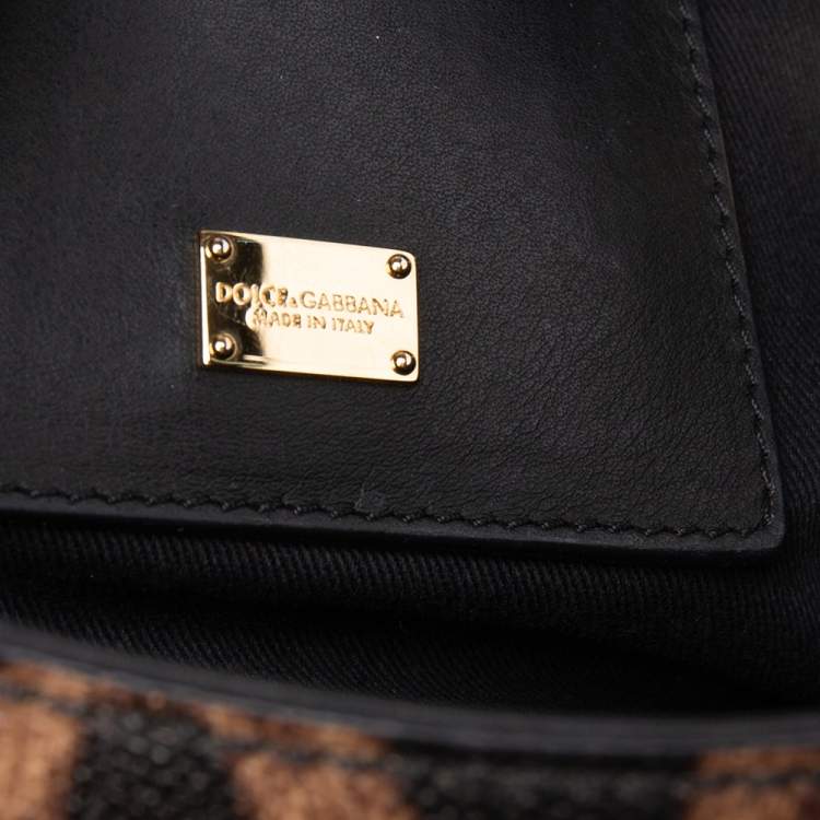 Pre Owned Dolce & Gabbana Brown Leopard Print Coated Canvas and Leather Medium Miss Sicily Top Handle Bag