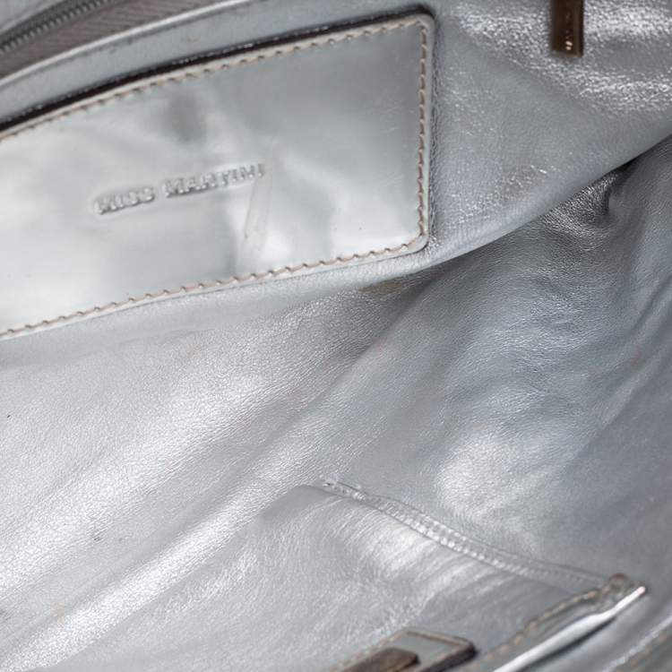 Pre Owned Dolce & Gabbana Silver Leather Miss Martini Shoulder Bag