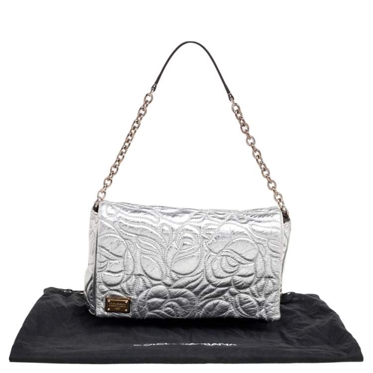 Pre Owned Dolce & Gabbana Silver Leather Miss Martini Shoulder Bag
