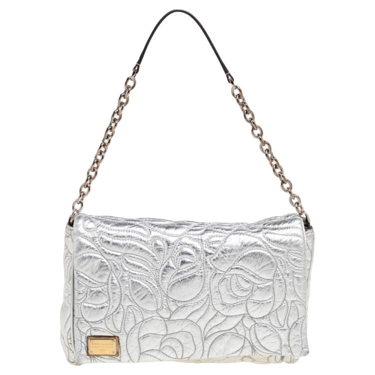 Pre Owned Dolce & Gabbana Silver Leather Miss Martini Shoulder Bag