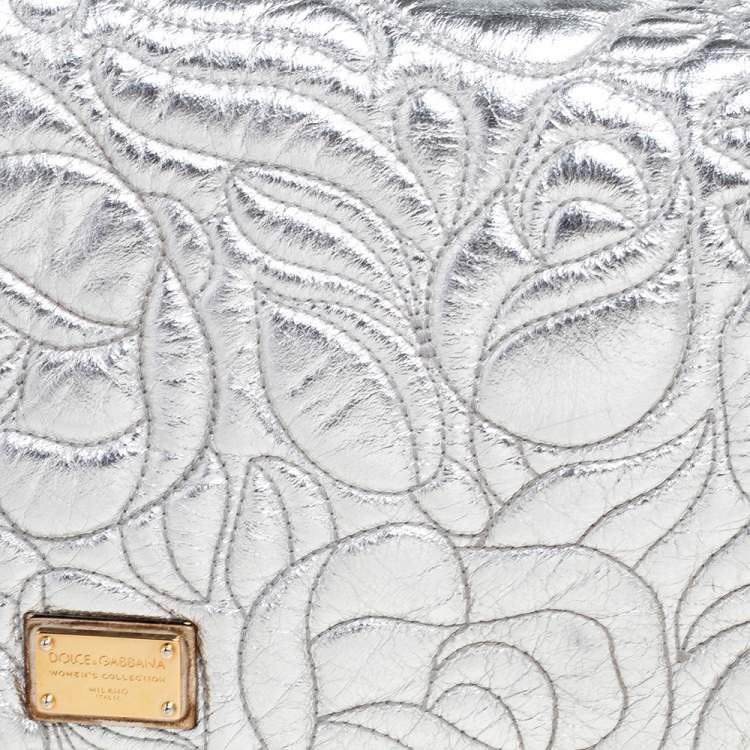 Pre Owned Dolce & Gabbana Silver Leather Miss Martini Shoulder Bag