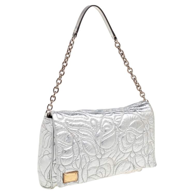 Pre Owned Dolce & Gabbana Silver Leather Miss Martini Shoulder Bag