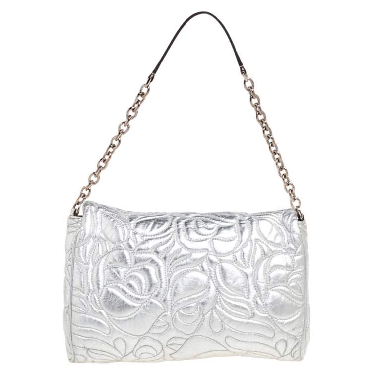 Pre Owned Dolce & Gabbana Silver Leather Miss Martini Shoulder Bag