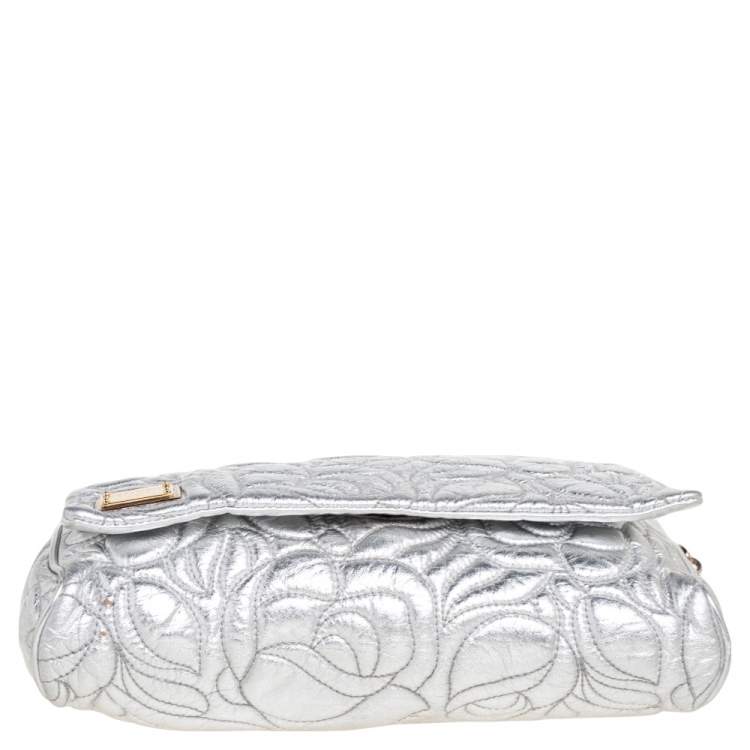 Pre Owned Dolce & Gabbana Silver Leather Miss Martini Shoulder Bag