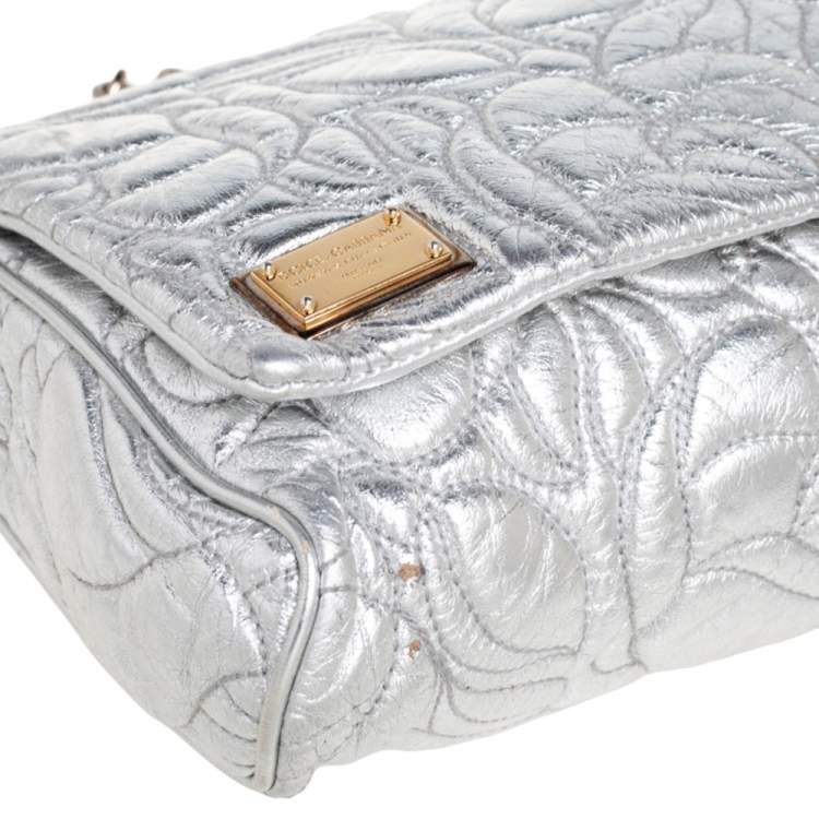 Pre Owned Dolce & Gabbana Silver Leather Miss Martini Shoulder Bag