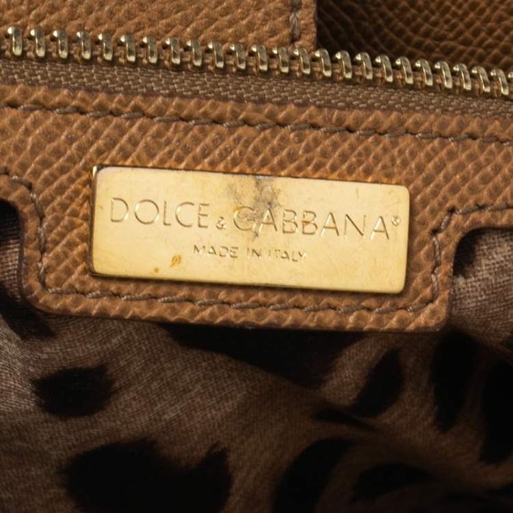 Pre Owned Dolce & Gabbana Light Brown Leather Large Miss Sicily Top Handle Bag