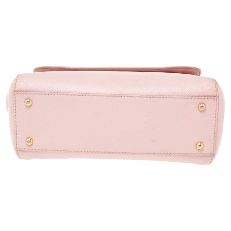 Pre Owned Dolce & Gabbana Pink Leather Medium Miss Sicily Top Handle Bag