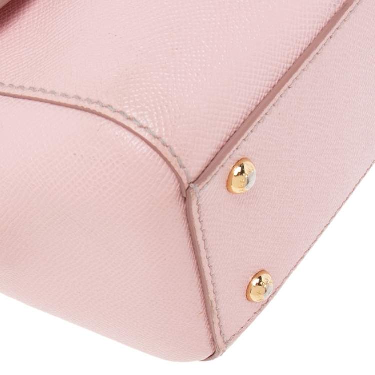 Pre Owned Dolce & Gabbana Pink Leather Medium Miss Sicily Top Handle Bag
