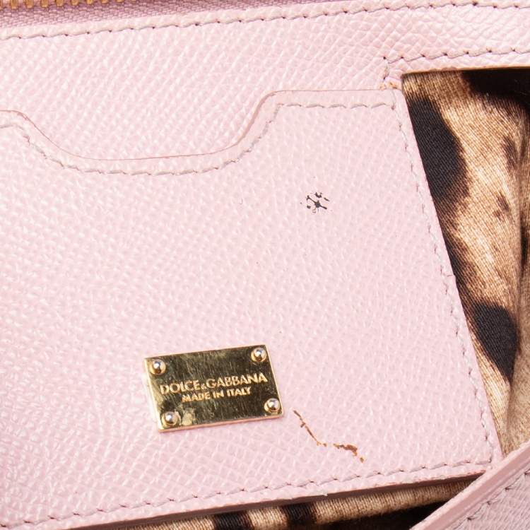 Pre Owned Dolce & Gabbana Pink Leather Medium Miss Sicily Top Handle Bag