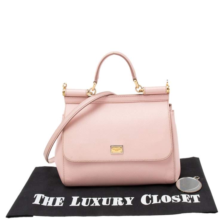 Pre Owned Dolce & Gabbana Pink Leather Medium Miss Sicily Top Handle Bag