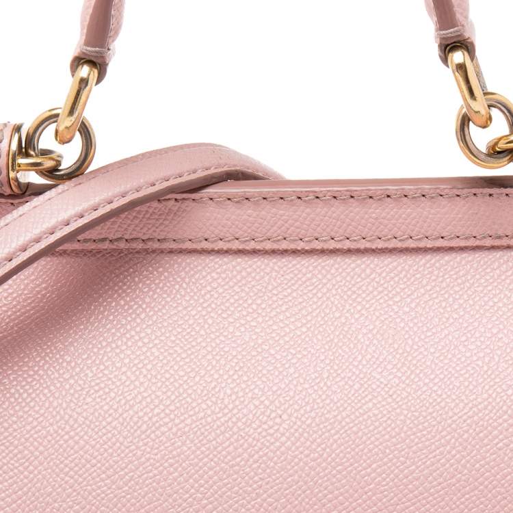 Pre Owned Dolce & Gabbana Pink Leather Medium Miss Sicily Top Handle Bag